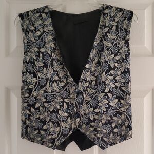 Elegant Black and Silver Embroidered Women's Vest
